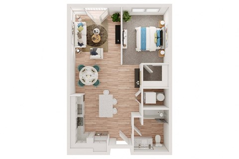 Floor plan for studio, 1 bath, 625 sqft